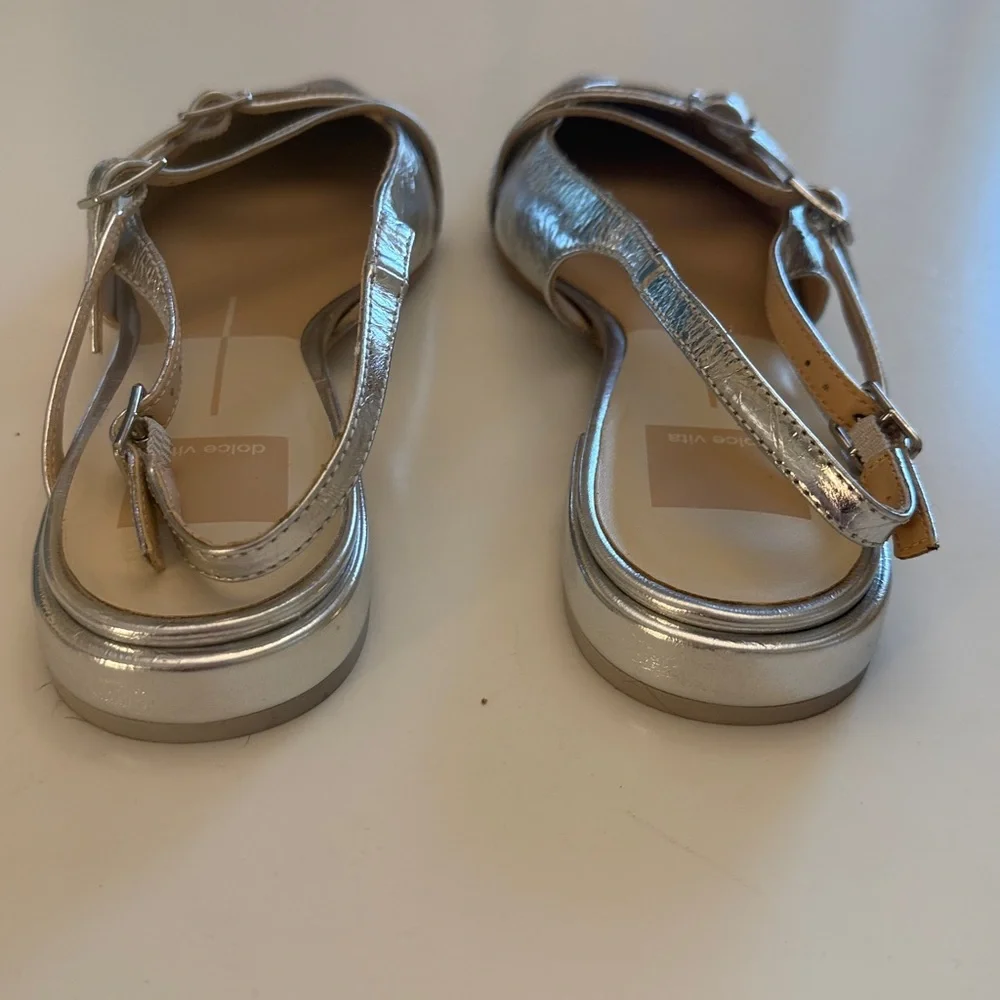 Dolce Vita Metallic Silver Slingback Flats - Picture 3 of 6